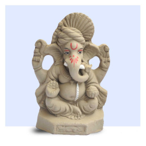 Clay Lord Ganesha Idol – 4 Inch (Turban Style)